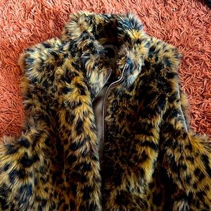 J. Crew leopard faux fur vest